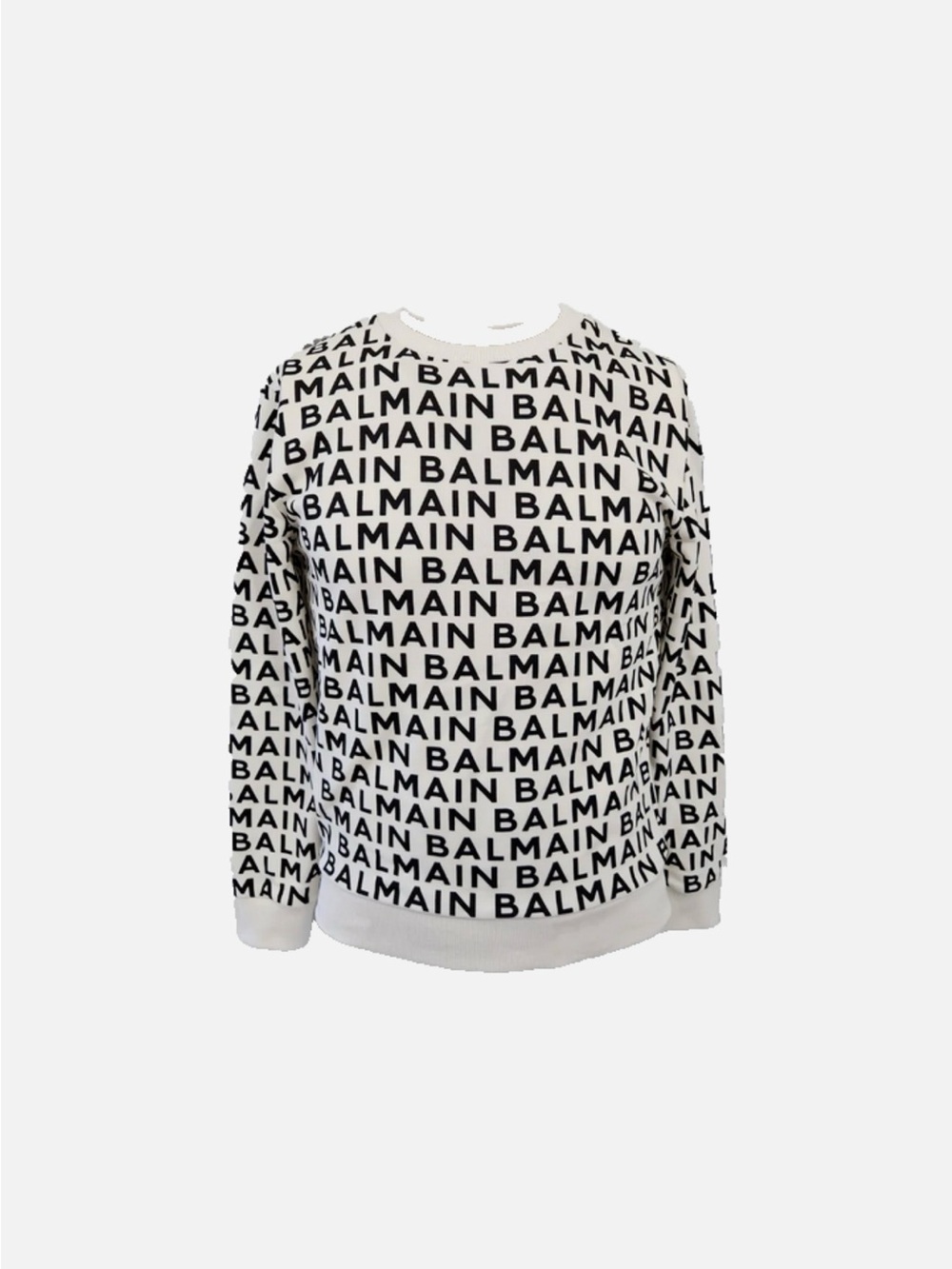 Balmain White Sweatshirt with Black All-Over Logo - Picture 3 of 3